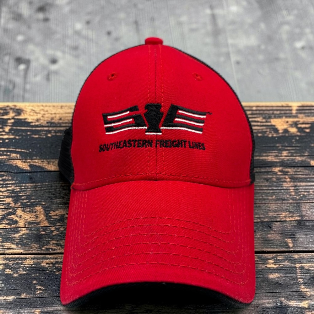 Trucker Hat Otto Red Cotton/Poly Southeastern Freight Lines Logo Transportation